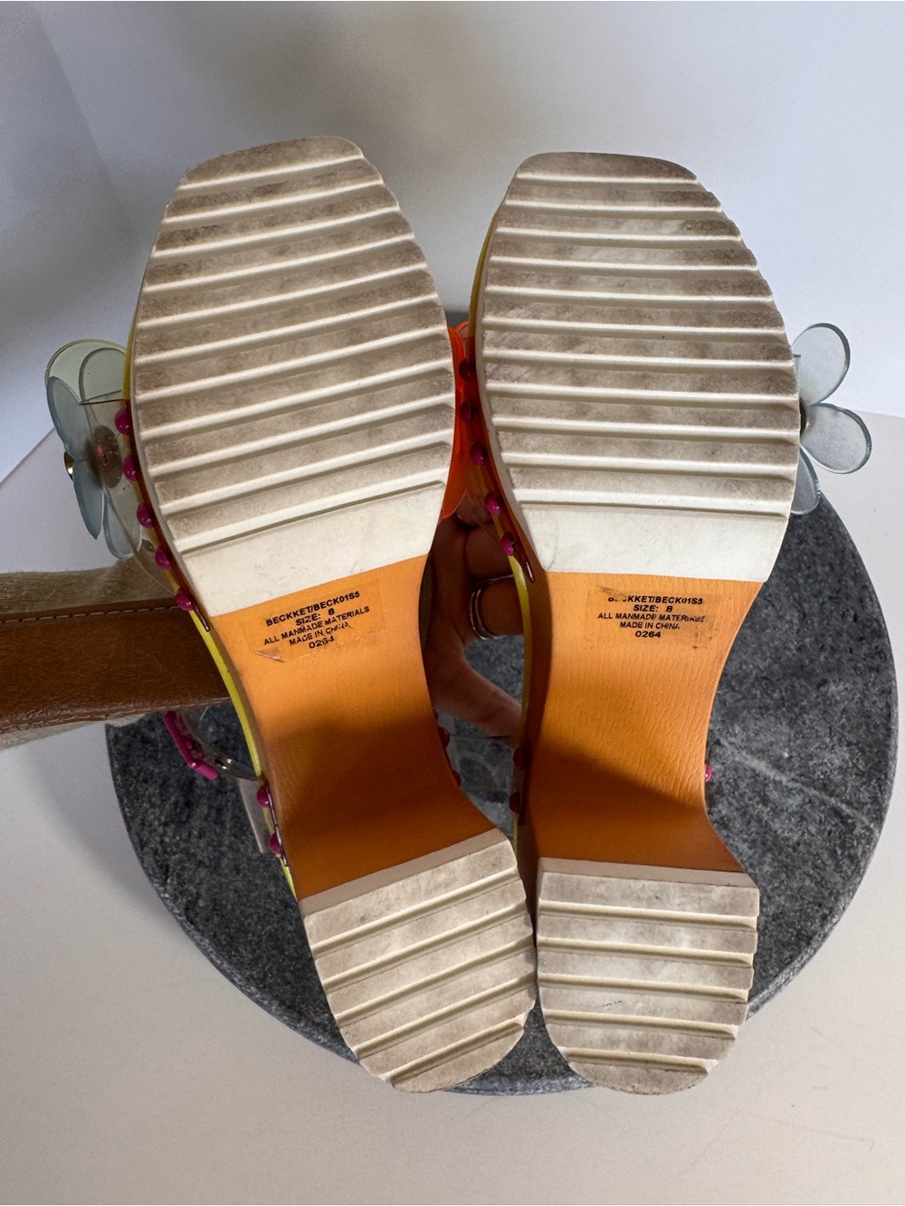 Betsey Johnson Beckket Flower Block Heels Sandals 8 - Picture 11 of 14